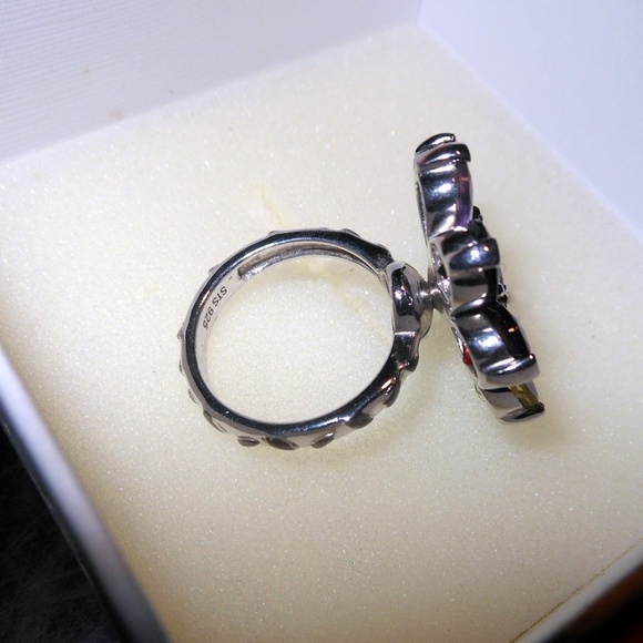 Evine Spinner Sterling Silver Women Flower Ring Mu - Picture 2 of 8